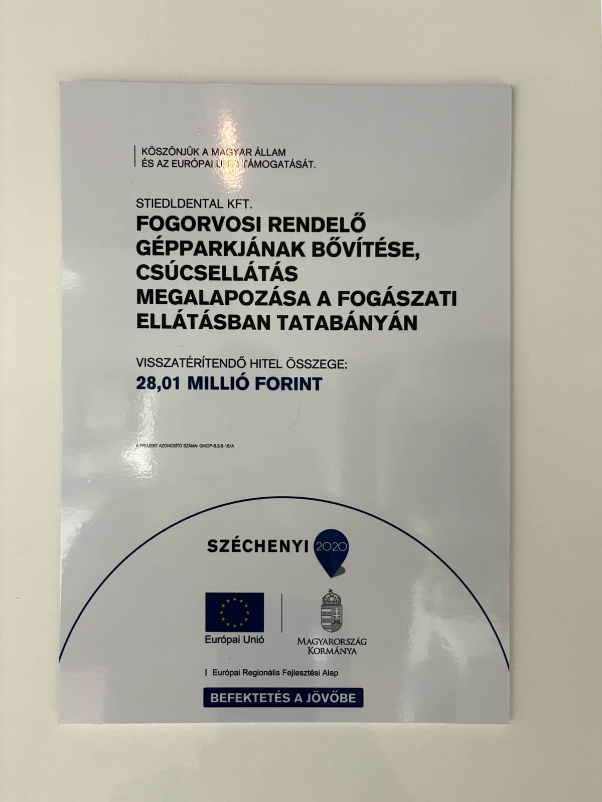 A pályázatból megvalósult fogászati eszközbeszerzés